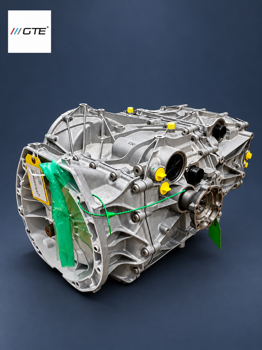 GTE Engineering rebuilt 7DCL750 transmission with green security seals and inspection paperwork