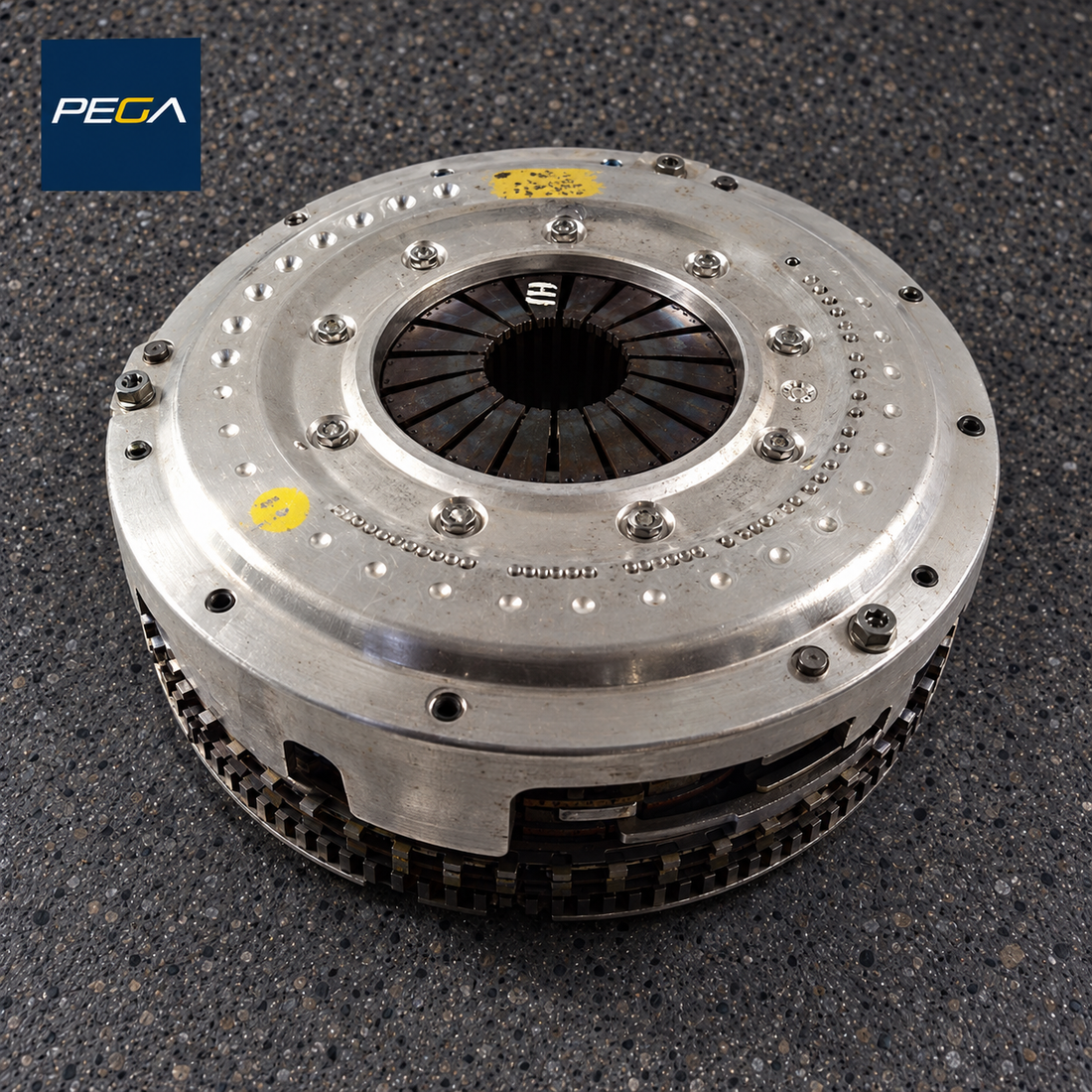 Lamborghini Aventador clutch assembly on the PEGA background