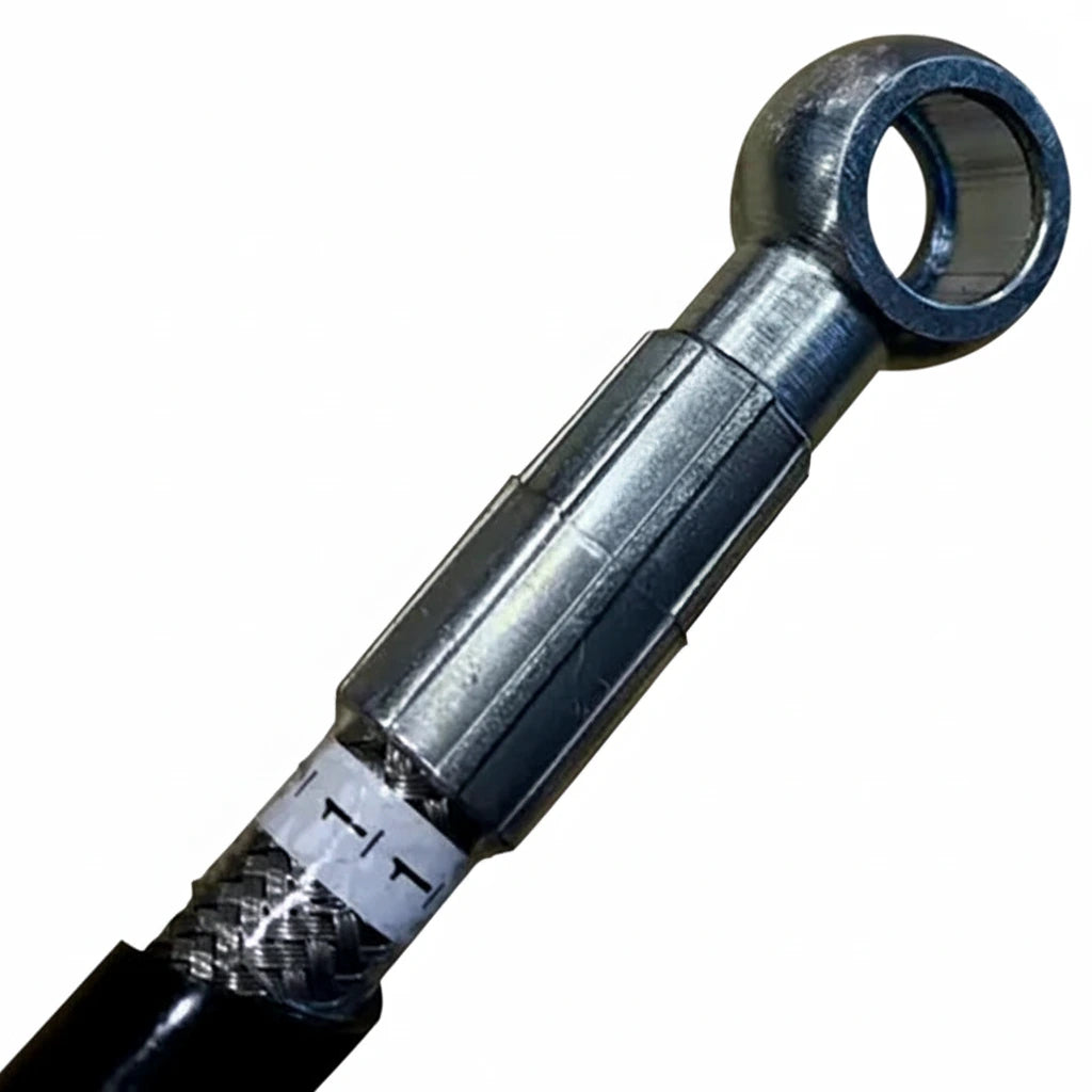 Close-up of F1 hydraulic hose banjo fitting