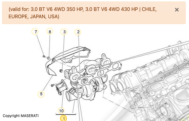 Maserati Turbocharger Rebuild Service – Part No. 837668 & 297710 (Right-DX)